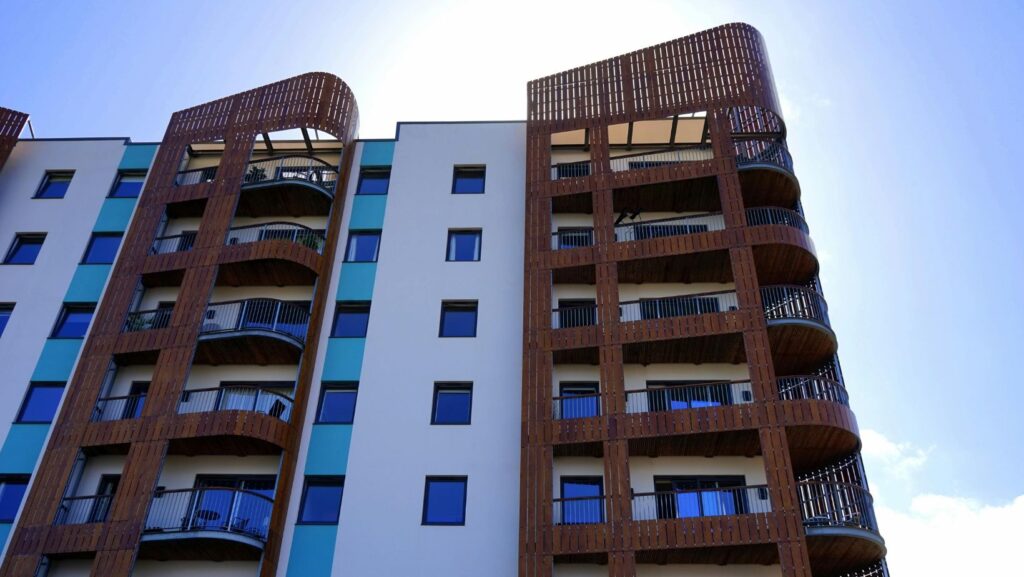 White and brown concrete building.